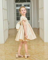 Champagne Altura Satin Bow Occasion Dress