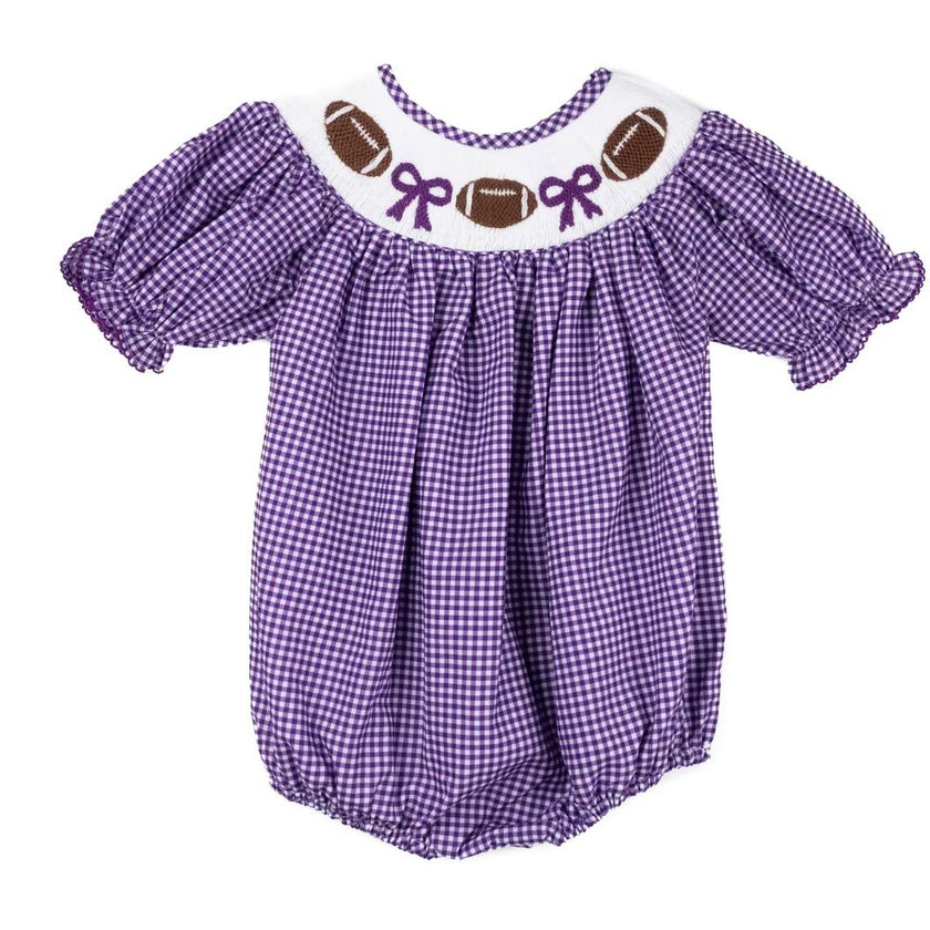 Purple Gingham Football - Hallie Bubble