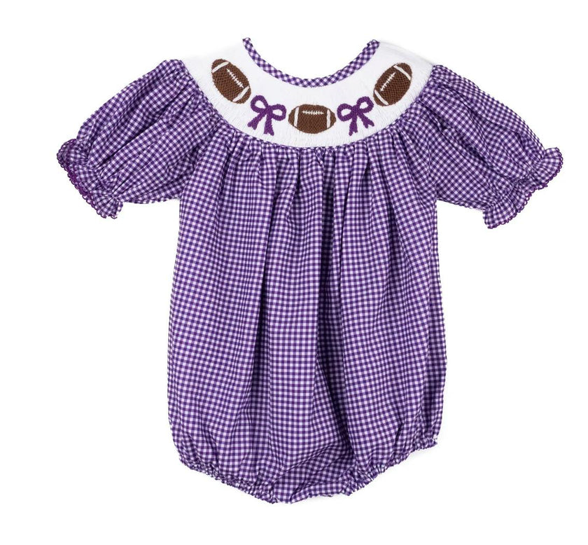 Purple Gingham Football - Hallie Bubble