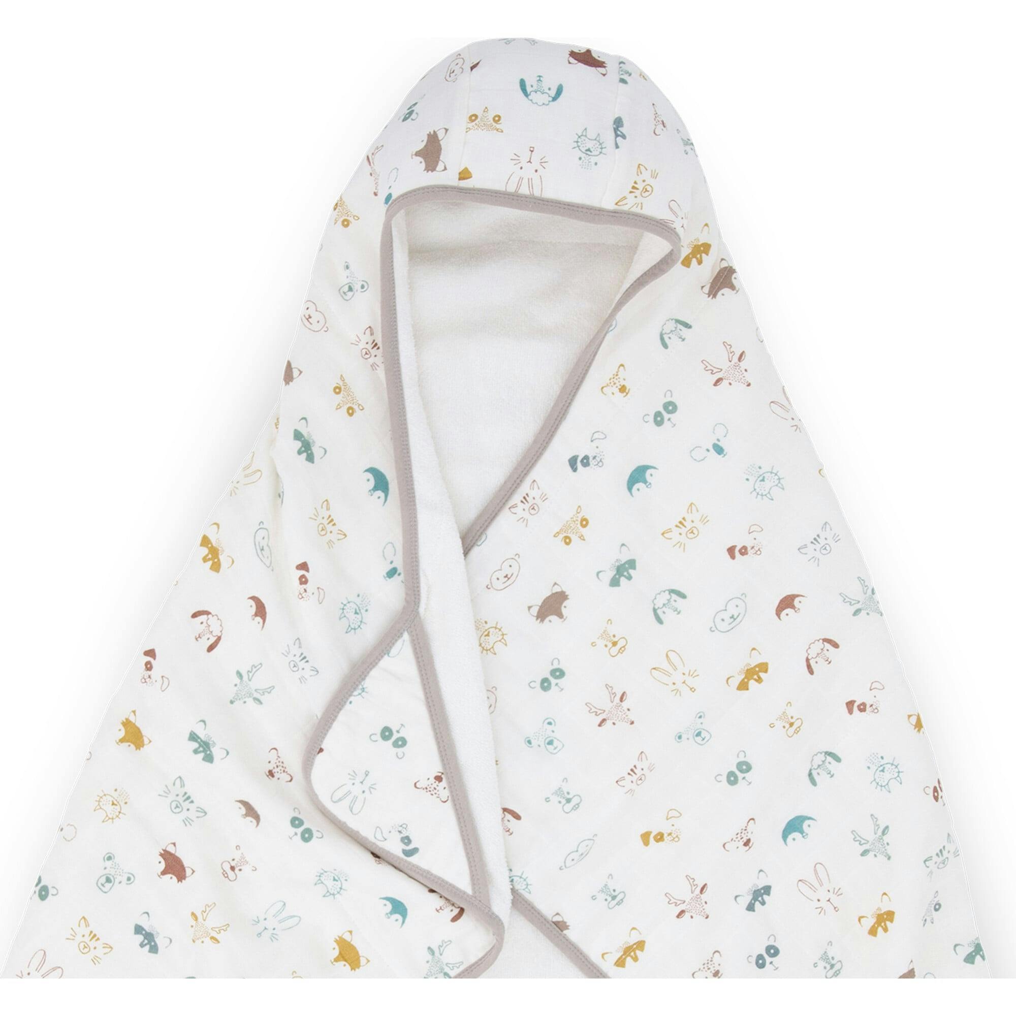 Toddler Hooded Towel - Animal Crowd