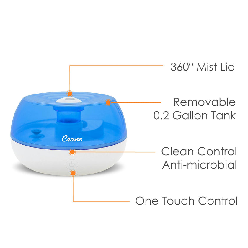 Crane .2 Gallon Compact Humidifier For Nursery (Blue)