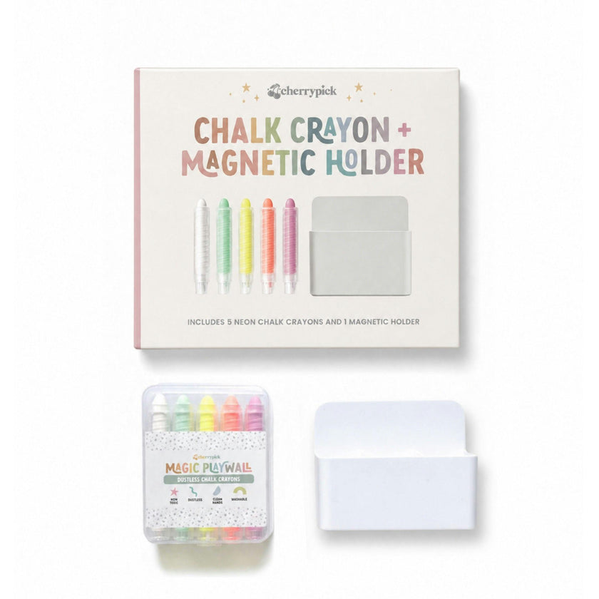 Dustless Chalk Crayons + Magnetic Holder Bundle for Magic Playwall