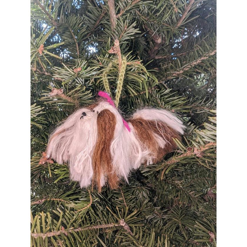 Shih Tzu Dog Hand Knit Christmas Ornament