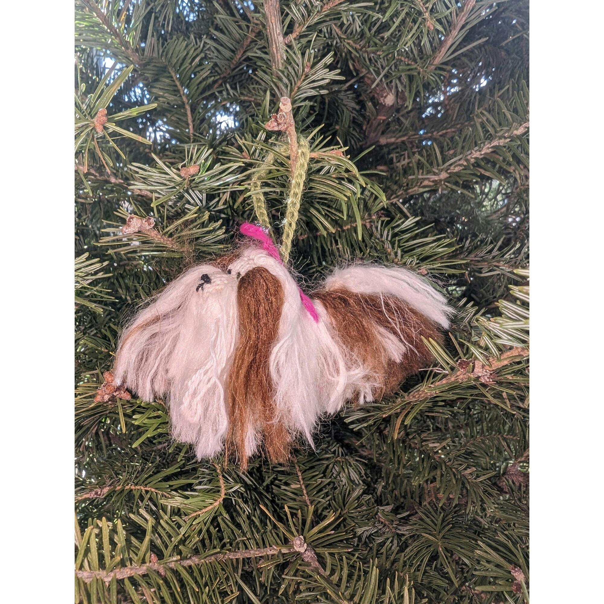Shih Tzu Dog Hand Knit Christmas Ornament