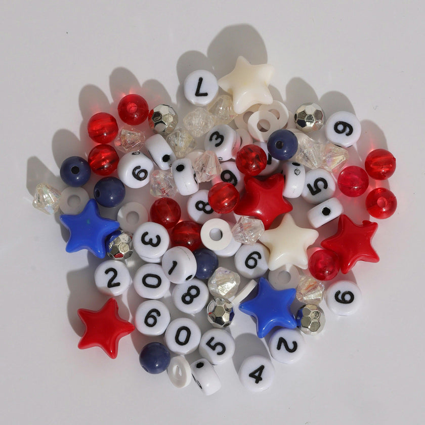Patriotic Bead Alphabet Bead DIY Stretch Bracelet Kit