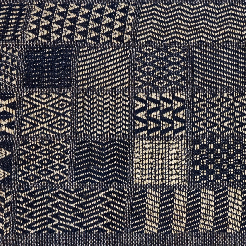Artisan Hand Loomed Cotton Table Runner - Indigo Blocks - 18"x96" Arcadia Home