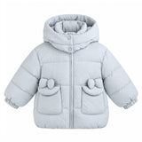 Blue Bow-Detail Puffer Jacket