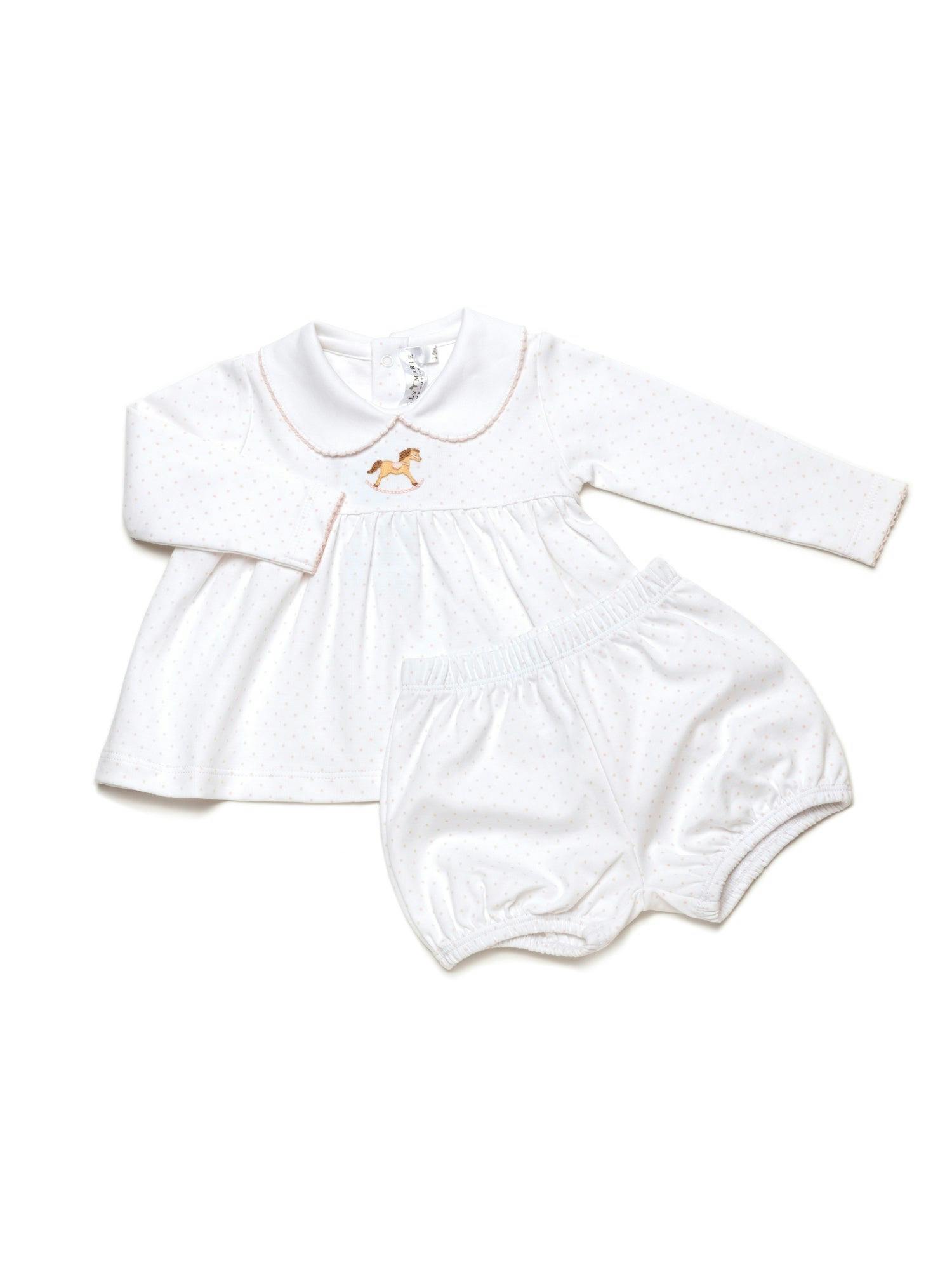 Small Rocking Horse Bloomer Set | Lt Pink Bitty Dot