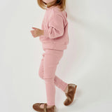 Embroidered Cotton Leggings Pink
