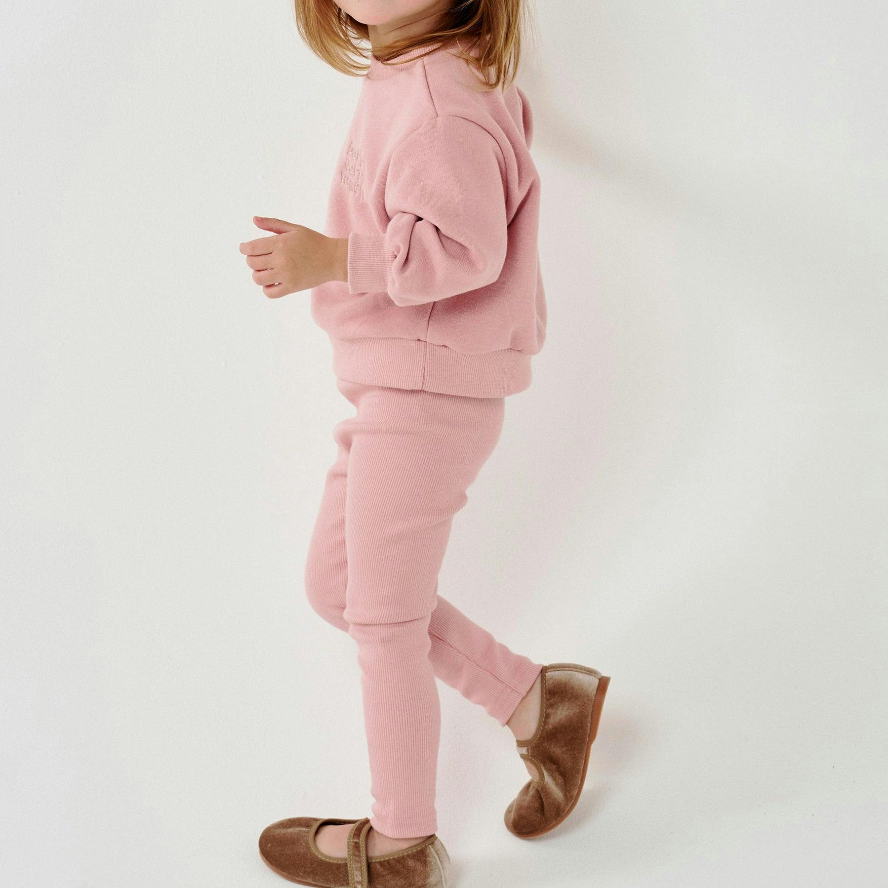Embroidered Cotton Leggings Pink