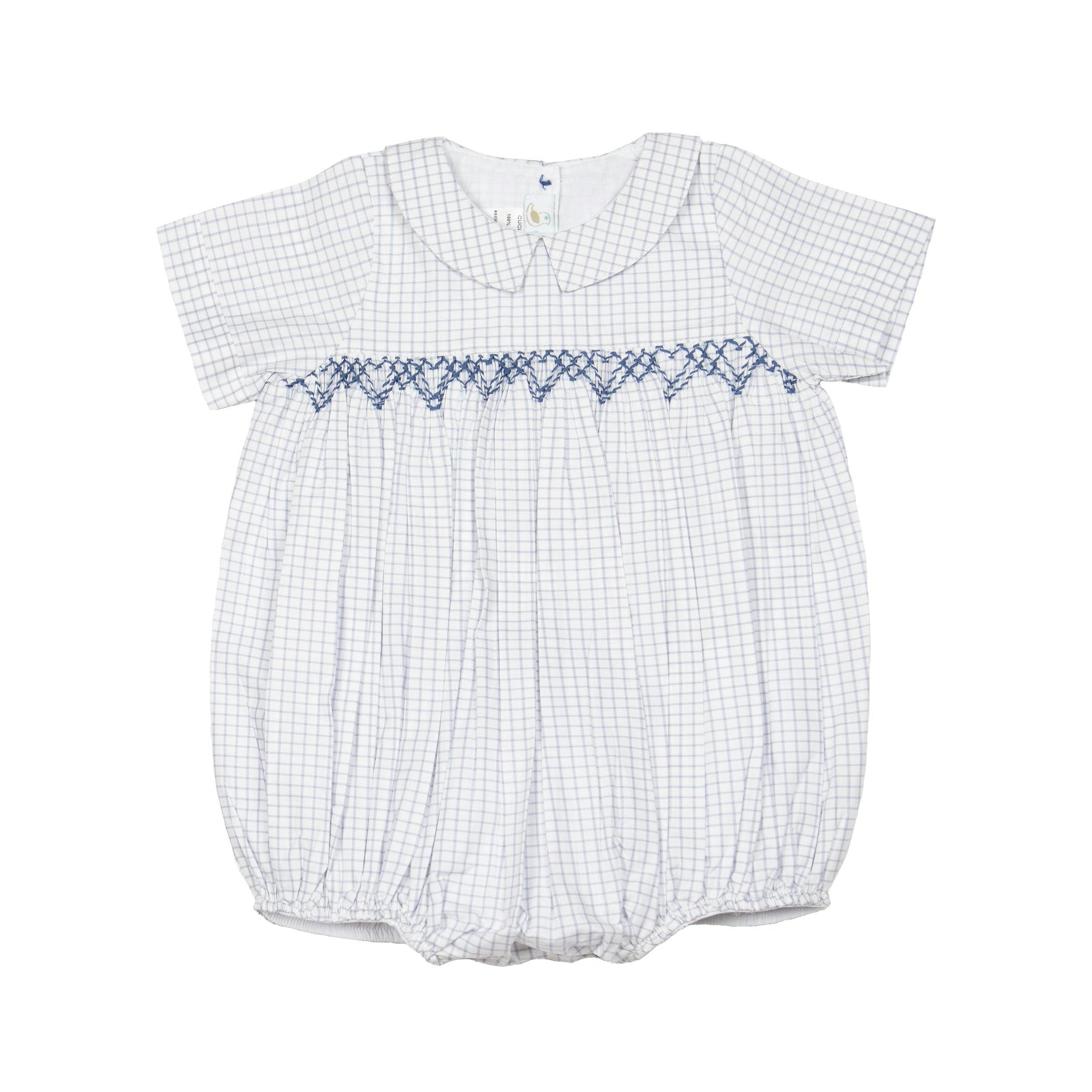 Oliver Gingham Smocked Bubble Romper