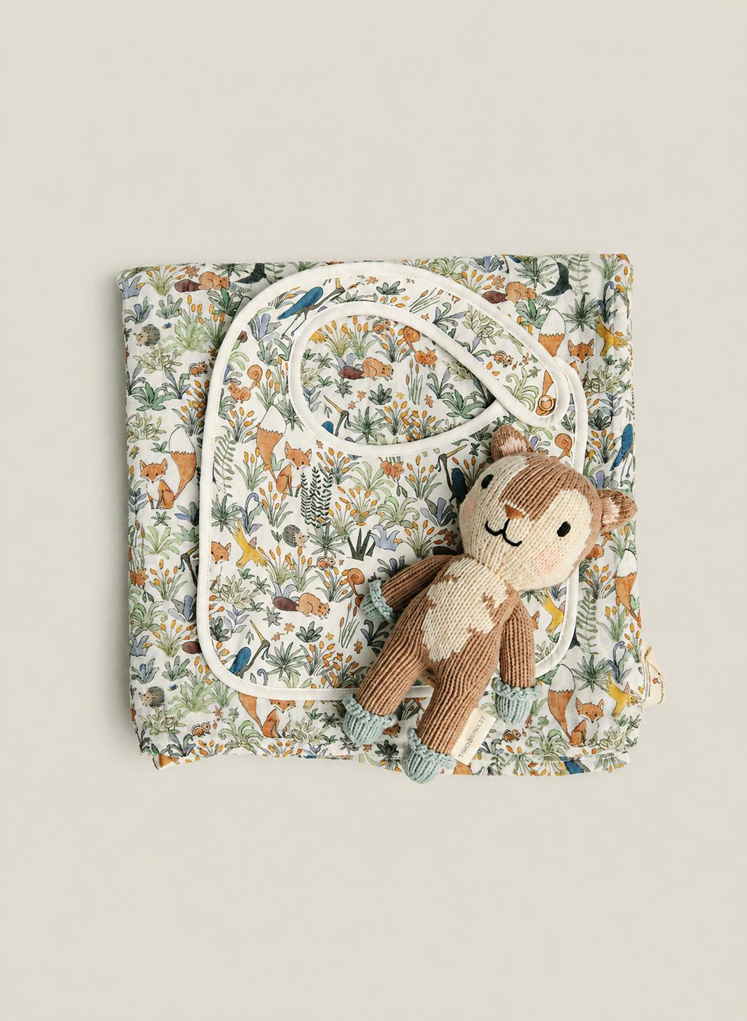 Baby Classic Bib - Foxy Forest and Finley the Fox - Knit Doll Set