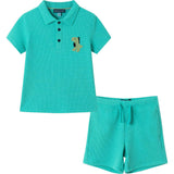 Kids Waffle Polo Set w/ Chest Crocher Patch