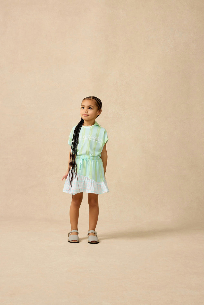 Organic Soccer Skirt in Pistachio Stripe