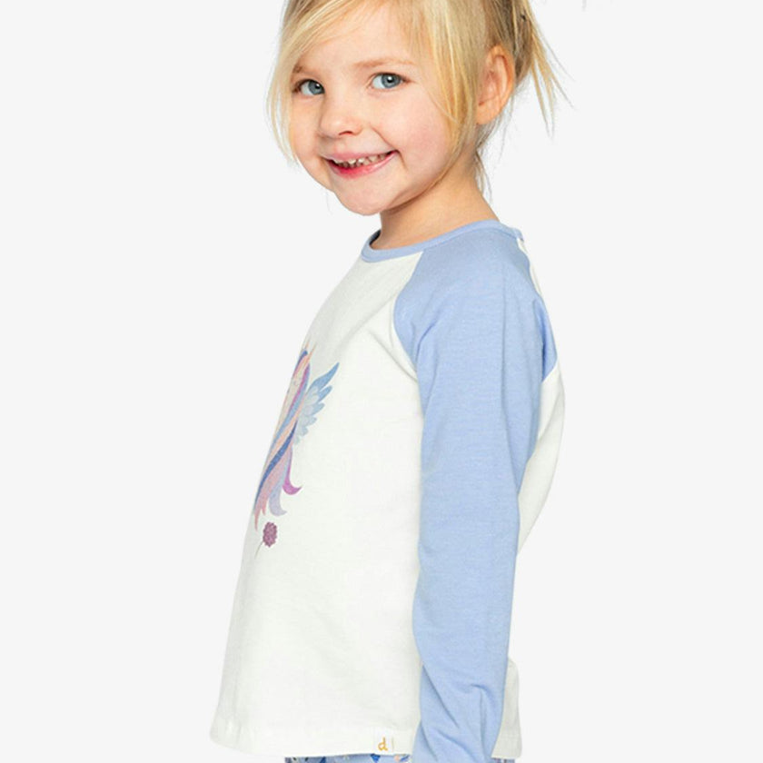 Raglan Organic Cotton T-Shirt Violet And Off-White