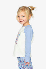Raglan Organic Cotton T-Shirt Violet And Off-White