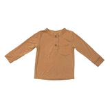 Boys Long Sleeve Henley Shirt in Chai