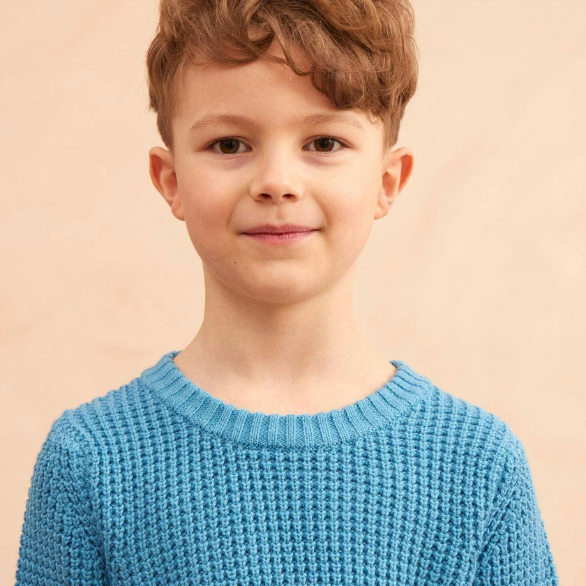 Waffle Knit Jumper | Iceland Blue