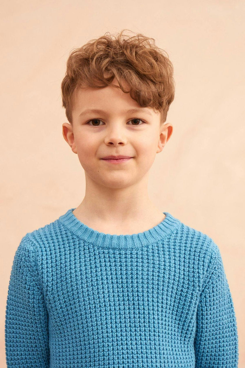 Waffle Knit Jumper | Iceland Blue
