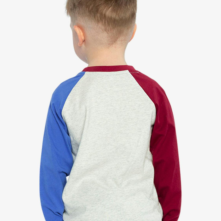 Raglan T-Shirt Heather Grey, Red And Blue