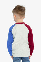 Raglan T-Shirt Heather Grey, Red And Blue