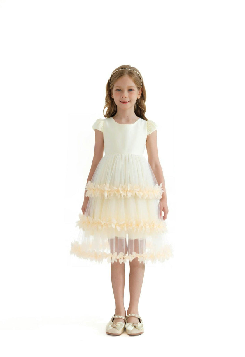 Cream Ferara Tiered Ruffle Dress