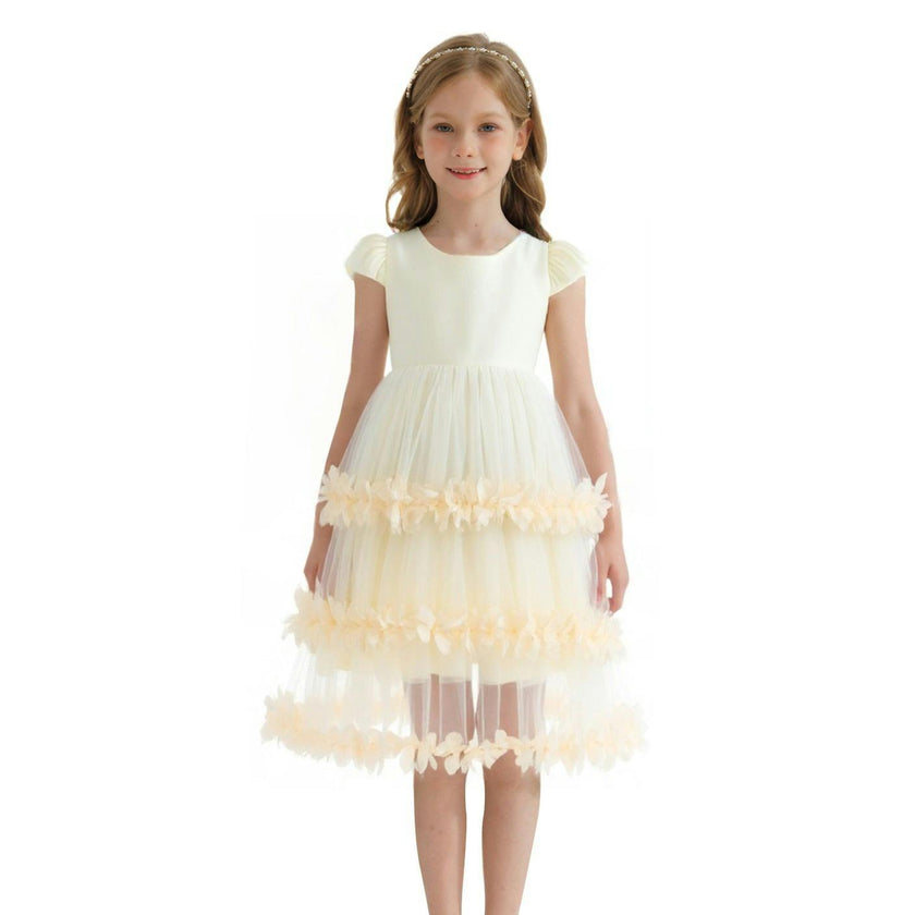 Cream Ferara Tiered Ruffle Dress