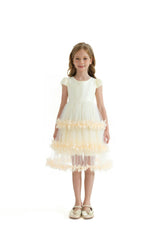 Cream Ferara Tiered Ruffle Dress