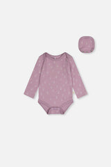 Organic Cotton Onesie Purple Floral Print