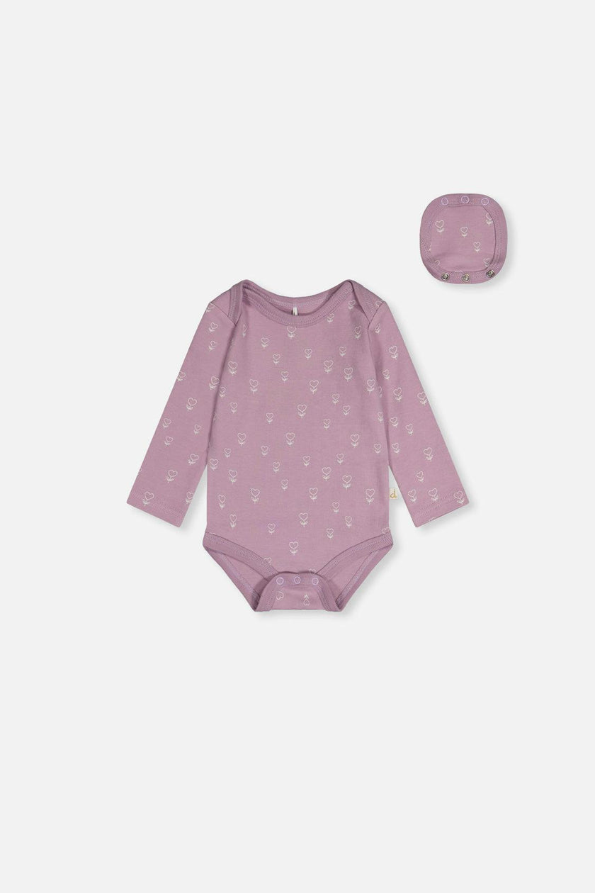 Organic Cotton Onesie Purple Floral Print