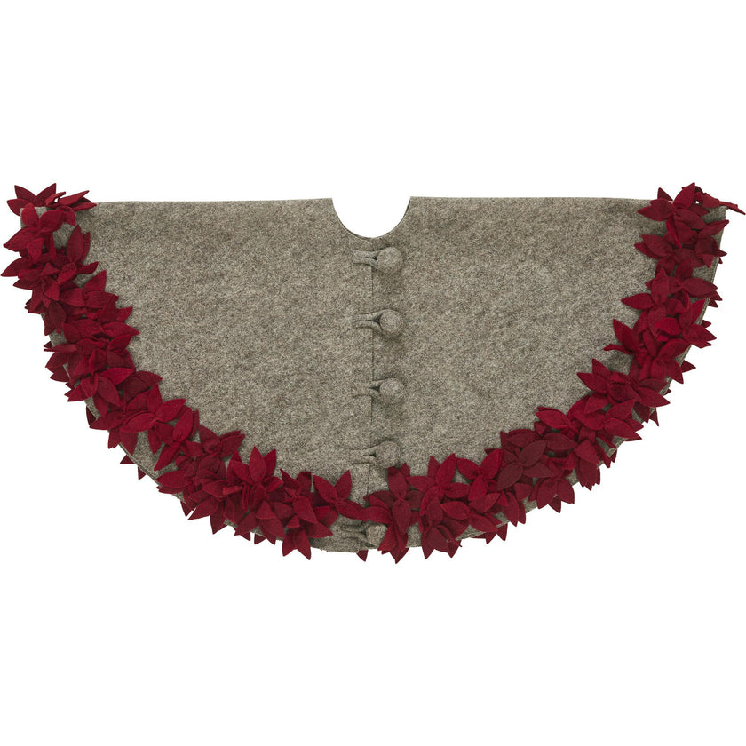 Handmade Overlapping Flowers Christmas Tree Skirt - Natural Red-64"