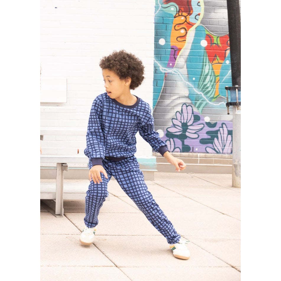 Recycled Cotton Blue Grid Jogger