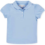 Organic Puff Sleeve Jersey Knit Polo, Blue