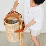 Eric Handcrafted Rattan Shopping Trolley With Detachable Tote Bag & Wooden Wheels - Wicker