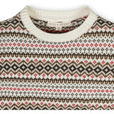 Organic Long Sleeve Intarsia Crew Neck Pullover Sweater, Brown