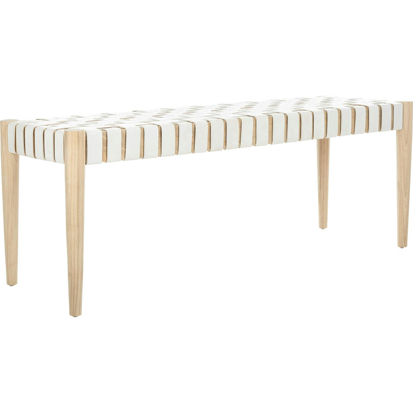 Amalia Leather Weave Bench