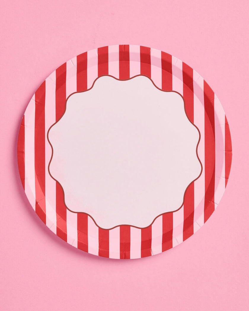 Candy Stripe Plates - 10 paper plates, 7in
