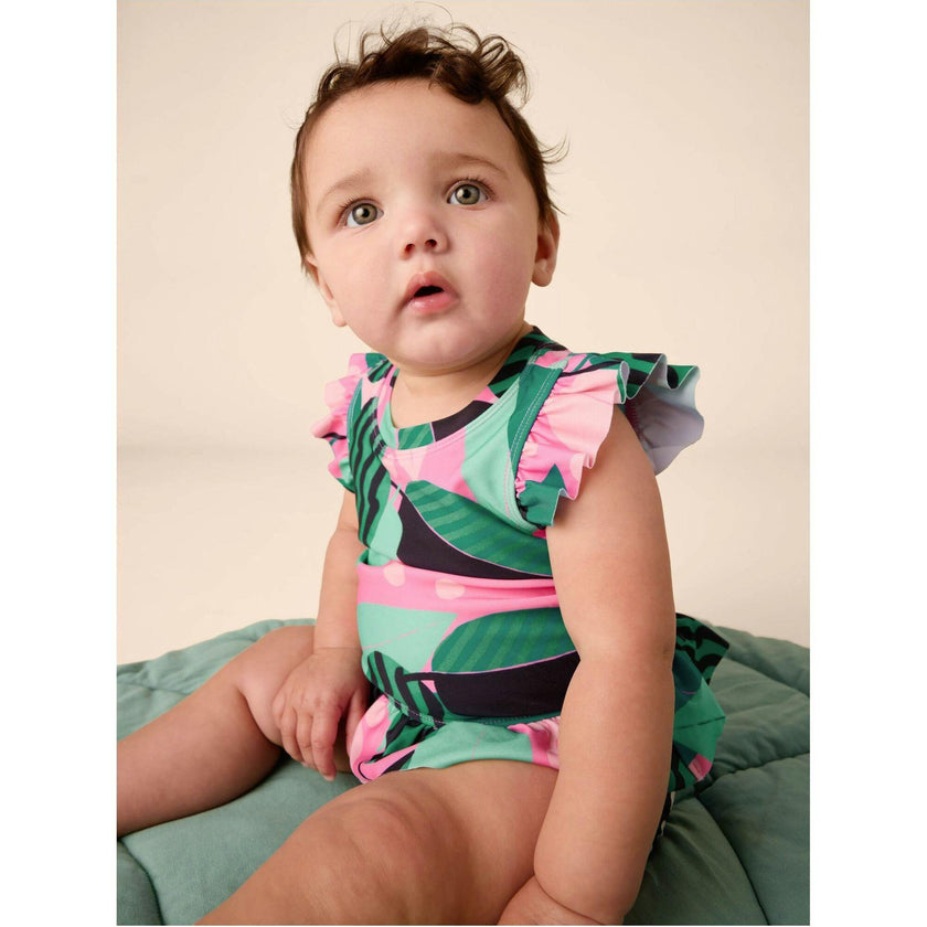 Short Sleeve Baby Swim Set, Pink