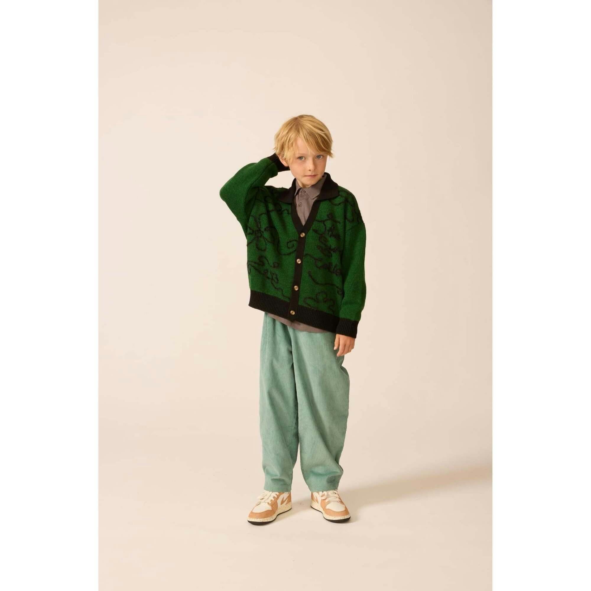 Collared Classroom Cardigan with Intarsia