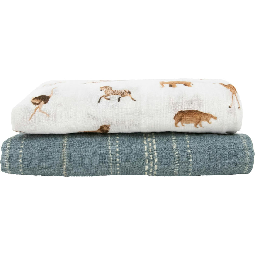 Organic Cotton Muslin Swaddle Blanket 2 Pack - White