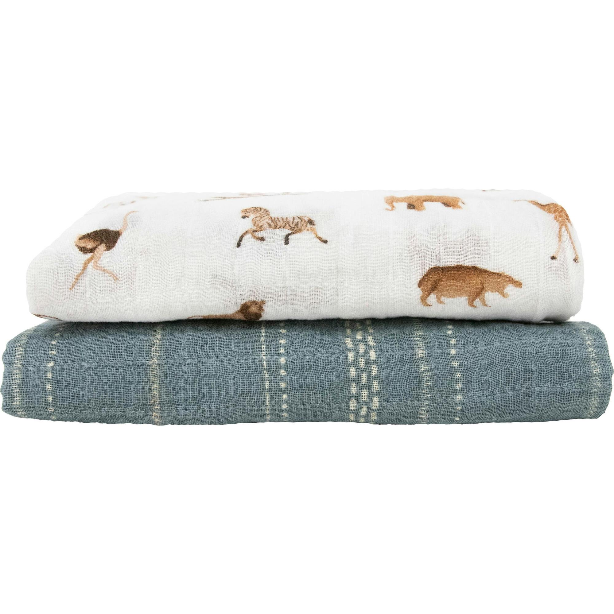 Organic Cotton Muslin Swaddle Blanket 2 Pack - White