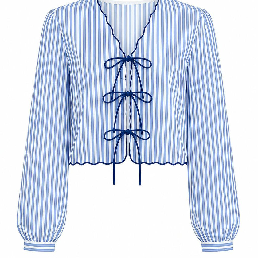 Jane Italian Blue Stripe Top