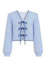 Jane Italian Blue Stripe Top