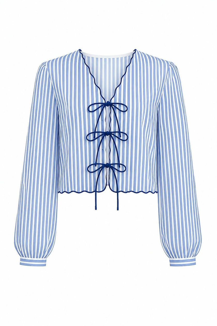 Jane Italian Blue Stripe Top