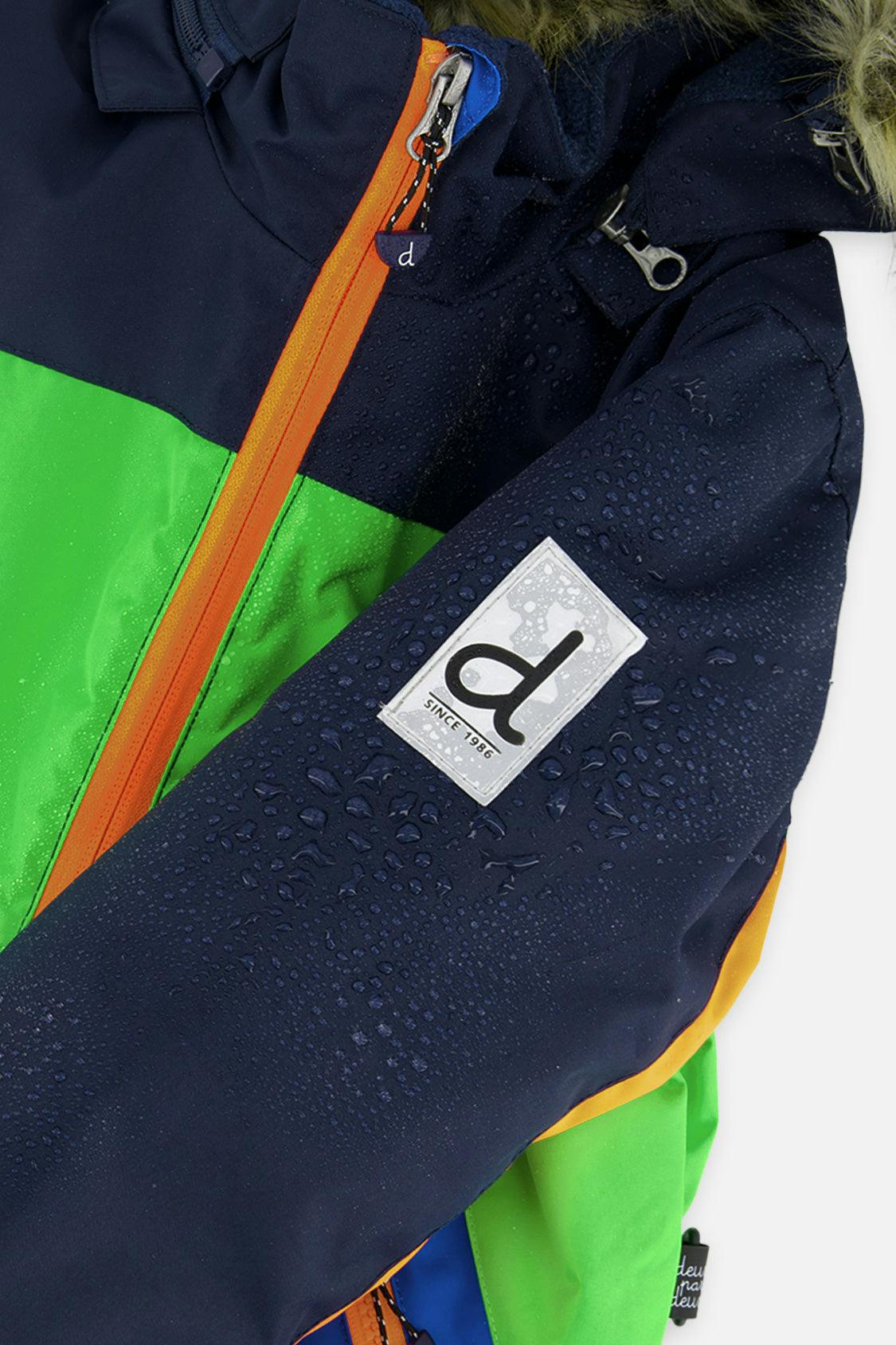 Kids One Piece Discover Snowsuit Blue Green and Orange