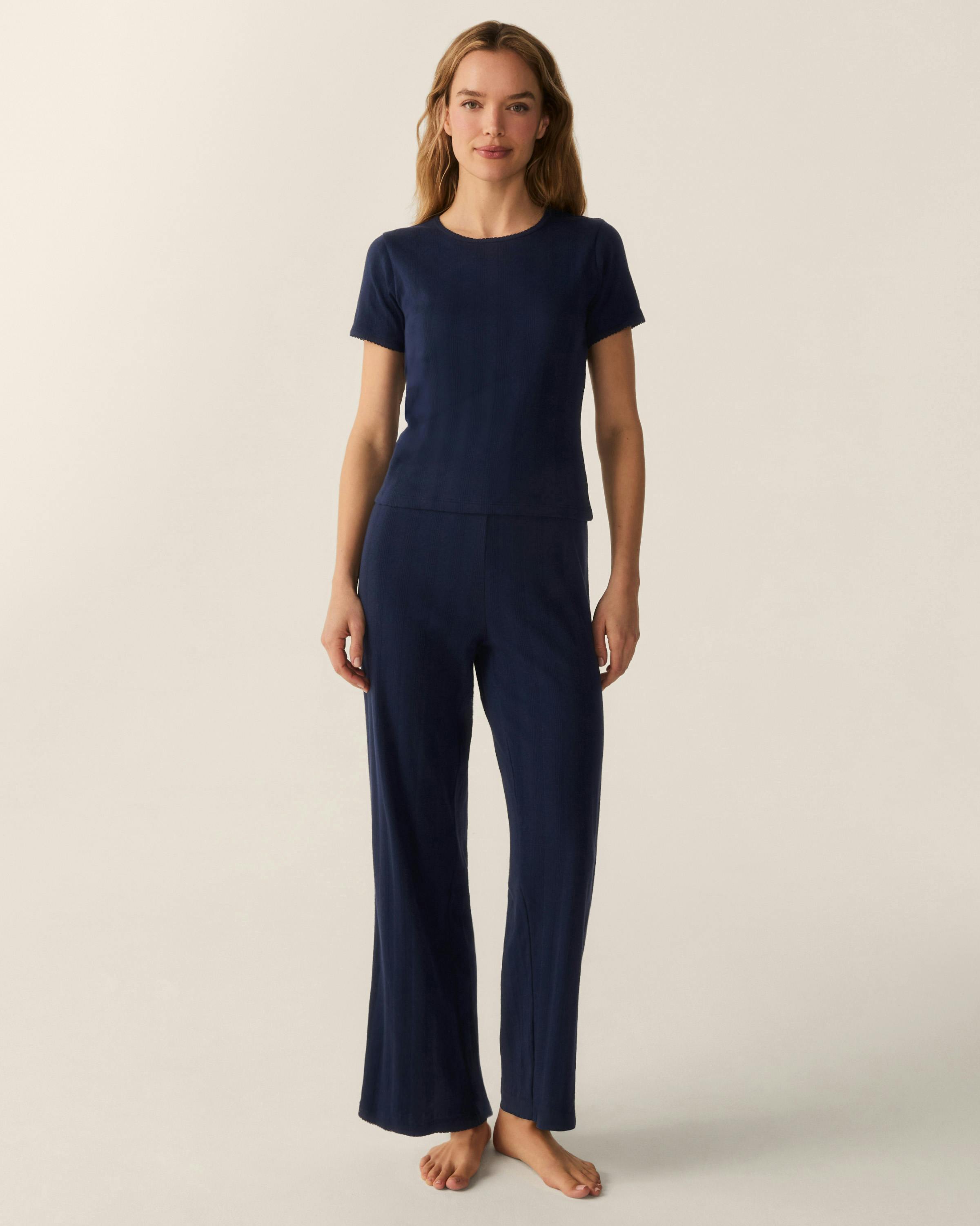 Women's Pointelle Pant in Navy