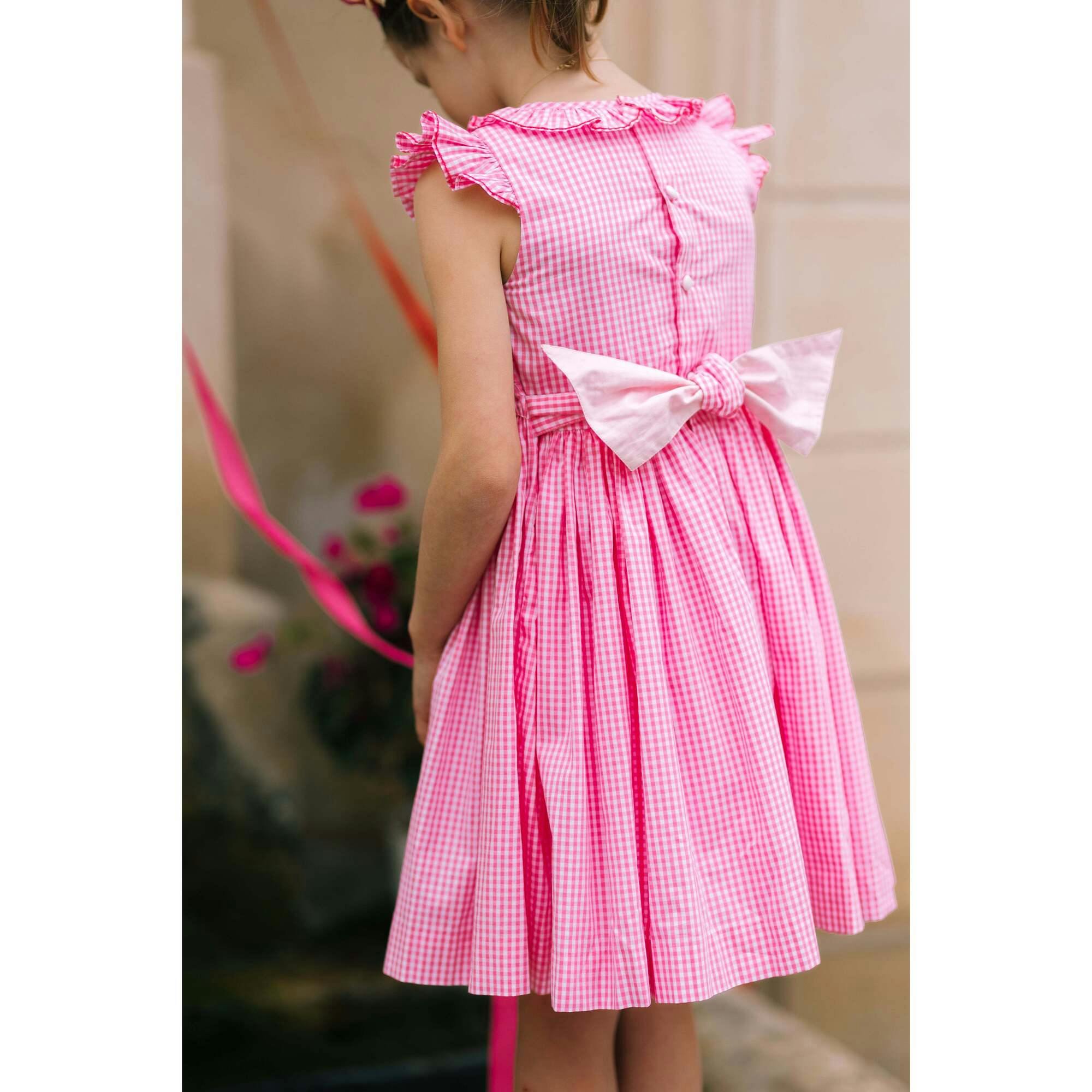 Tulip Gingham Frilled Cap Sleeve Smocked Dress
