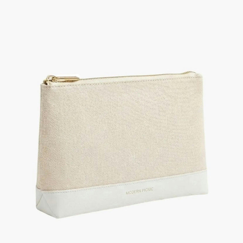 Insulated Small Snack Pouch, White Canvas