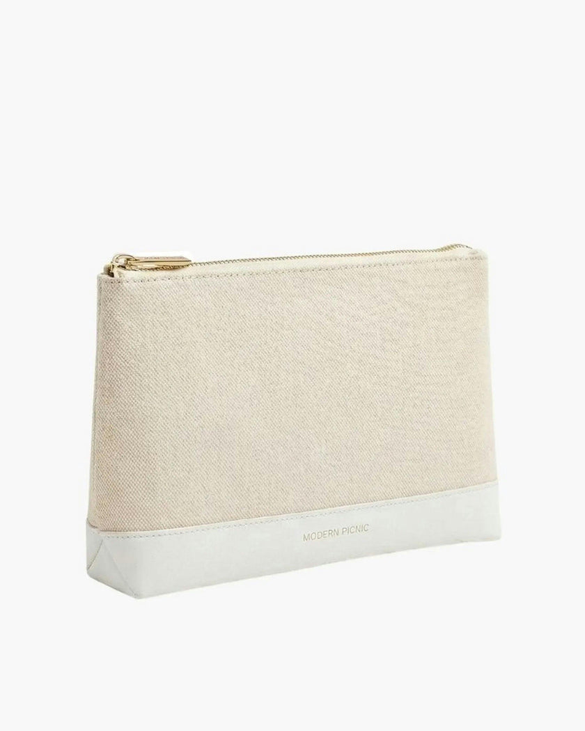 Insulated Small Snack Pouch, White Canvas