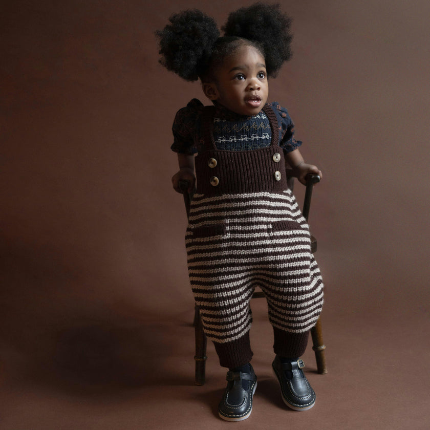 Baby Acorn Knit Ribbed Bodice Sleeveless Strap Jumper